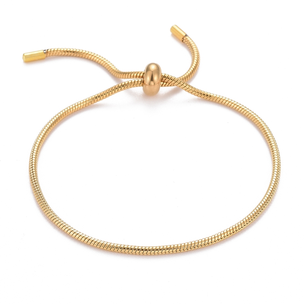 Slider Bracelet Stainless Steel Gold Adjustable Bolo Snake Chain Silver T94
