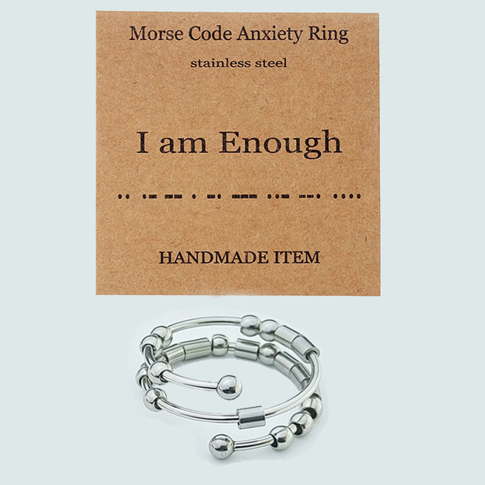 Cuff Ring Stainless Steel Rotating Fidget Adjustable Spinner Calming Worry R92
