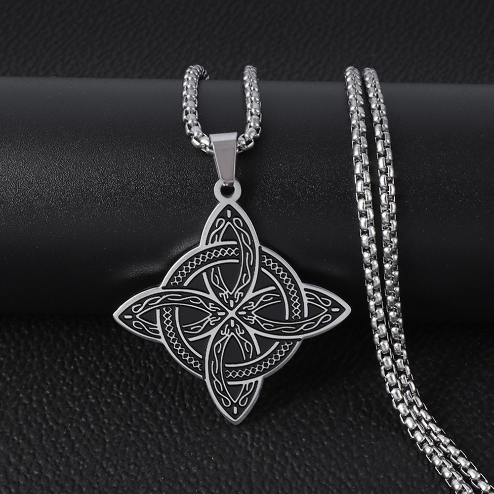 Pendant Necklace Stainless Steel Gold Knot Silver 23.62 in Men Viking N93