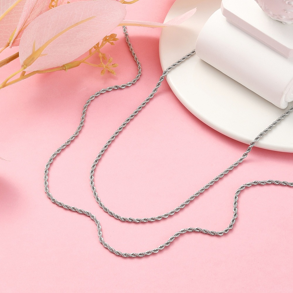 Chain Necklace Stainless Steel Rope Chain Silver 23.5 in Lobster Clasp N108