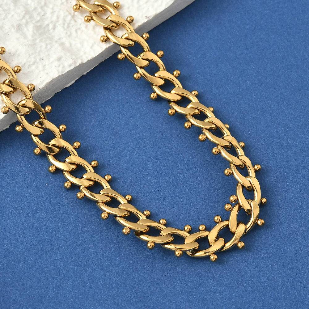 Chain Necklace Stainless Steel Gold Link Chain Silver 14.76 in N128