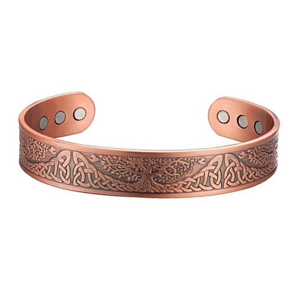 Bangle Silver Tree Red Copper 7.5 in Men Fashion Jewelry Gift T130