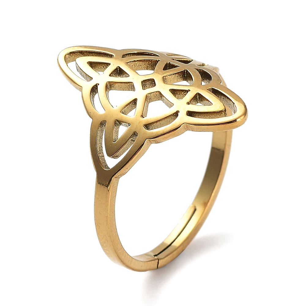 Ring Stainless Steel 18K Gold Plated Adjustable Rhombus Silver 2mm Wide R148
