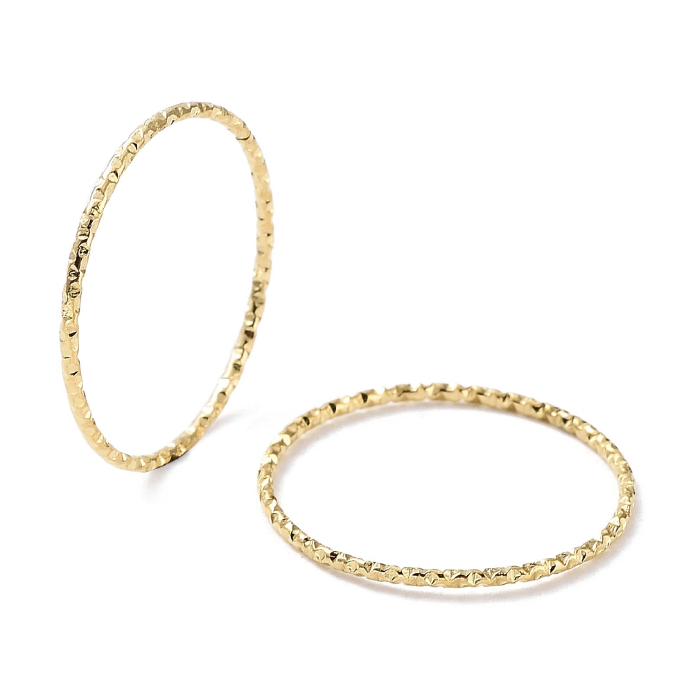Ring Stainless Steel 18K Gold Plated Textured Silver 1mm Wide Size 7 R271