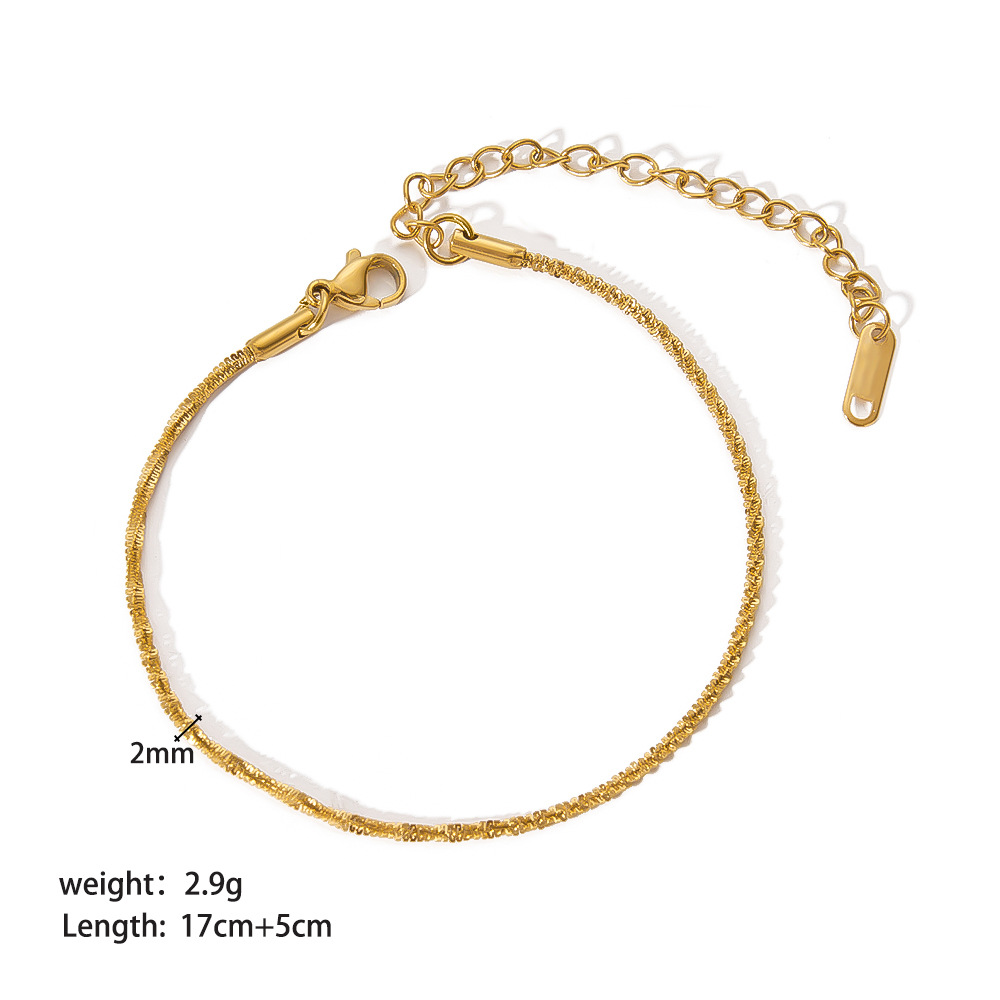 Chain Bracelet Titanium Stainless Steel 18K Gold Plated Box Chain 6.75 in T164